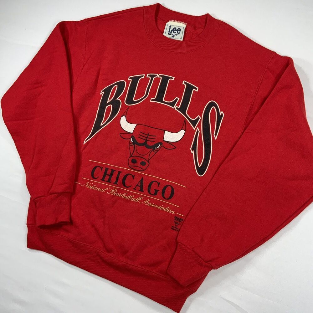 Vintage Chicago Bulls Sweatshirt Mens L Red NBA Nutmeg Lee Sport Made in USA 90s